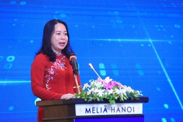 Vice President Vo Thi Anh Xuan speaks at the event. (Photo: VNA)