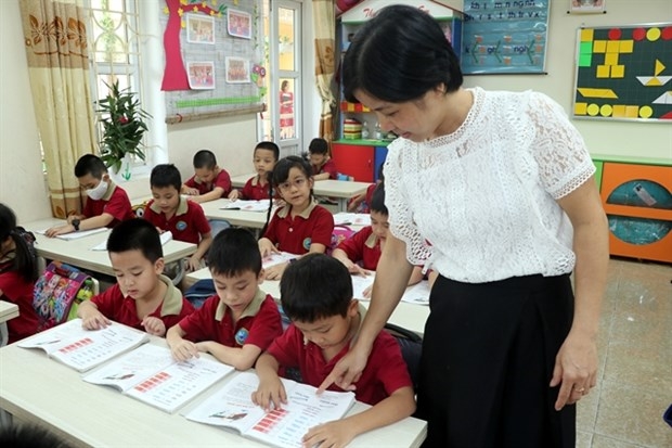 A class at Chu Van An Primary School in the northern province of Nam Dinh