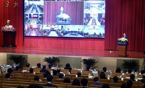 Minister of Foreign Affairs Bui Thanh Son speaks at the 20th National Conference on Local Diplomacy. (Photo: VNA)