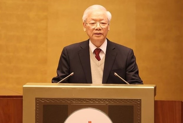 Party General Secretary Nguyen Phu Trong speaks at the conference. (Photo: VNA)