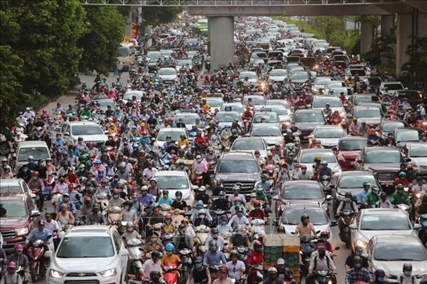 A road in Hanoi during peak hours