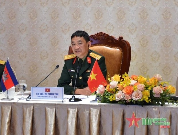 Col. Vu Thanh Van, Director of the Vietnamese MoD’s Department of Foreign Affairs, attends the virtual consultation on January 6 (Photo: qdnd.vn)