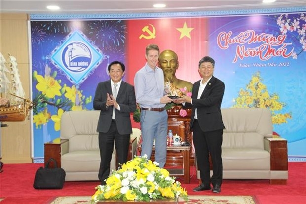 Leaders of Binh Duong province and Preben Elnef, vice president of Global Brand at LEGO Group at the event (Photo: VNA)