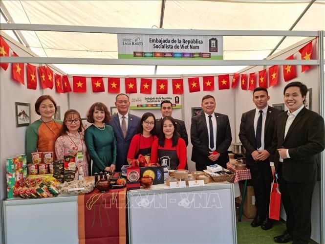 A booth introduces Vietnamese products at the Cultural Fair in Lago Ranco (Photo: VNA)