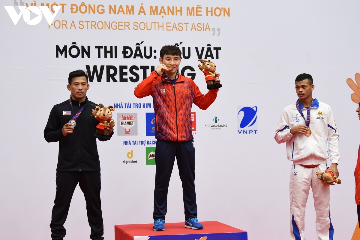 The wrestling competition is underway from May 17 to May 19, with the event being considered a gold mine for the Vietnamese team.