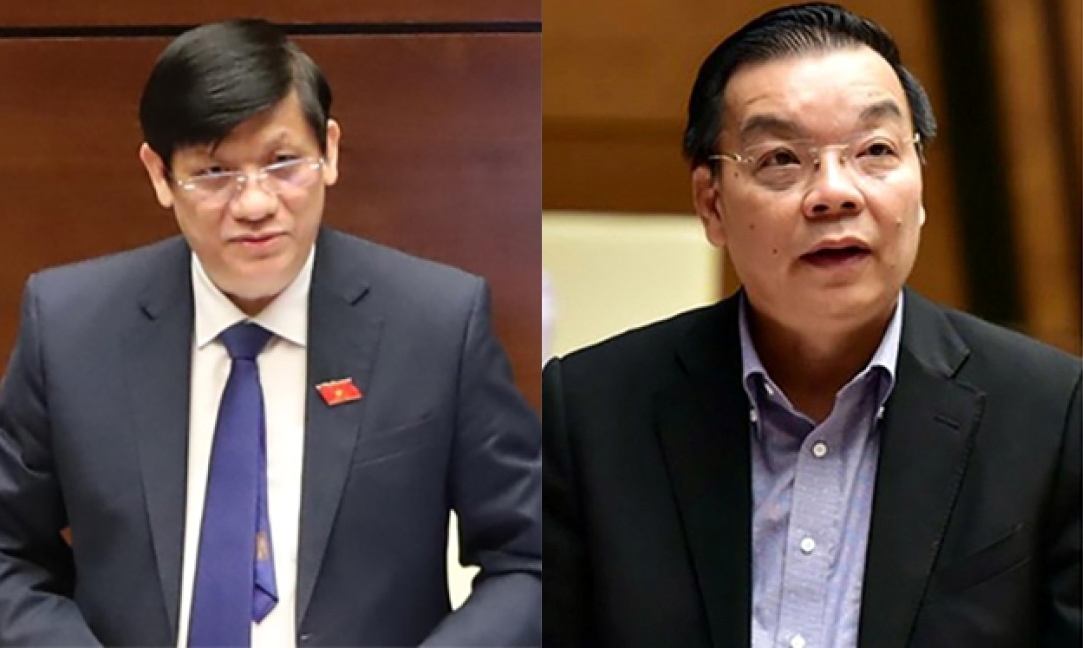 Health Minister Nguyen Thanh Long and Hanoi Mayor Chu Ngoc Anh (from left to right) are expelled from the Party.
