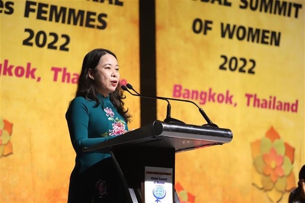 Vice President Vo Thi Anh Xuan addresses the 2022 Global Summit of Women (GSW) in Bangkok, Thailand, on June 23.