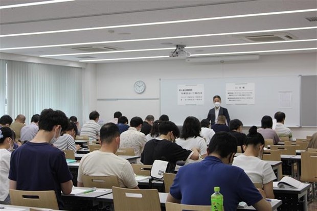 Inside an examination room of the Vietnamese-language proficiency test.