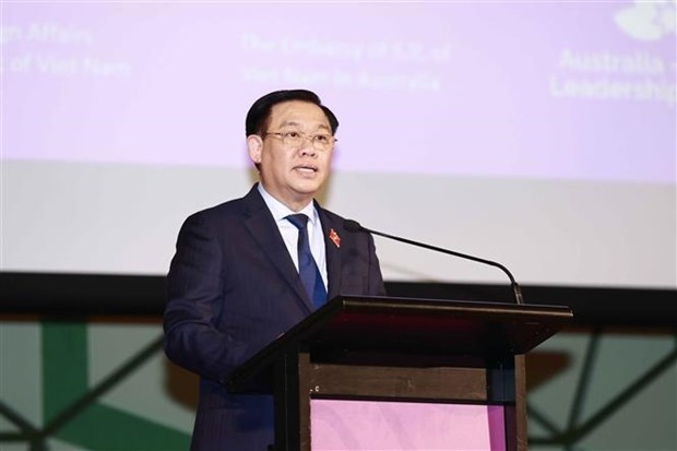 National Assembly Chairman Vuong Dinh Hue speaks at the event. (Photo: VNA)