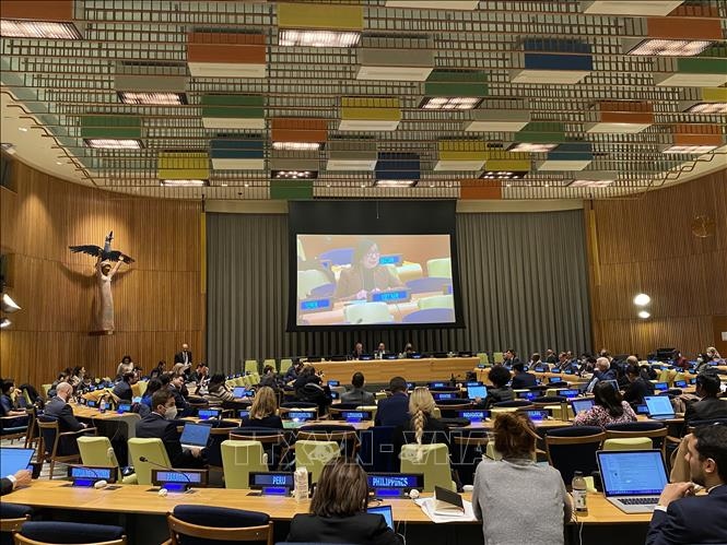 Ambassador Nguyen Phuong Tra, deputy head of the Permanent Mission of Vietnam to the UN, addresses a UN General Assembly meeting on UN Security Council reform in New York on January 26. (Photo: VNA)