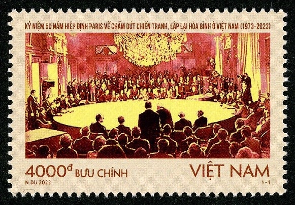 The stamp of the collection on the Paris Agreement on Ending the War and Restoring Peace in Vietnam (Source: vnpost.vn)