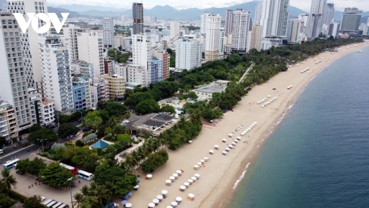 A long beach in Nha Trang city.