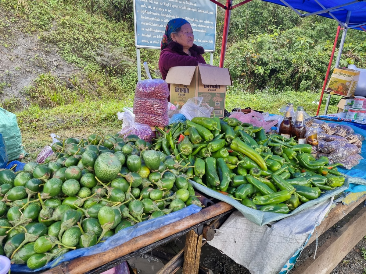 At the market people mainly use the Mong ethnic language in transactions, and both Lao and Vietnamese currencies are accepted as forms of payment. In the picture are Lao specialties on sale at the site.