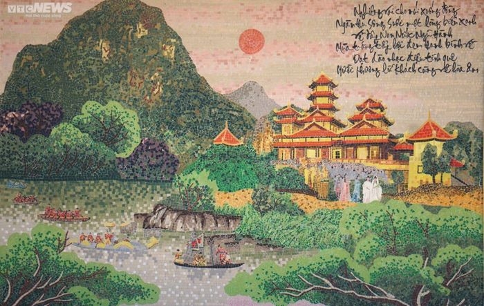 The paintings have been carefully assembled using small pieces of porcelain by artisans from Hanoi’s Bat Trang ancient pottery village for two years.