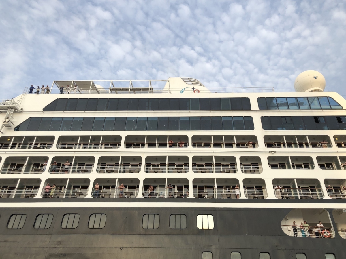 Tourists aboard cruise ship Azamara Quest