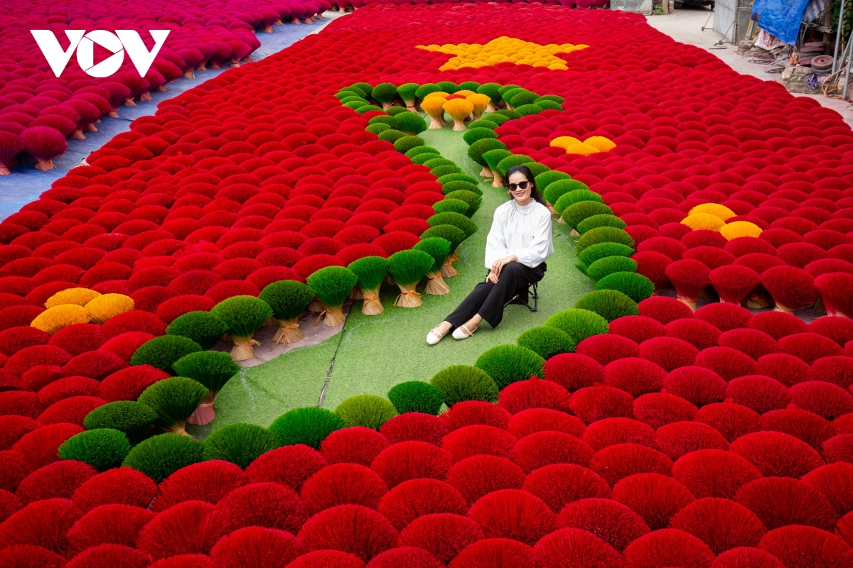 Visitors are able to pay VND50,000 each to snap photos at the village.