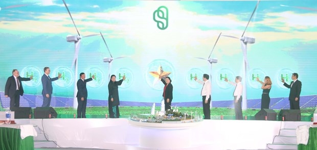 The groundbreaking ceremony for Vietnam's first and largest green hydrogen factory in the Mekong Delta province of Tra Vinh