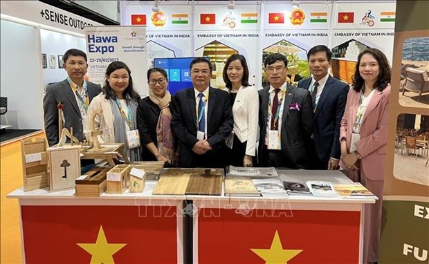 A Vietnamese pavilion at the World Furniture Expo (WOFX) in Mumbai, India