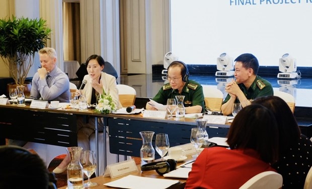 IOM’s Chief of Mission Park Mihyung (second from left) speaks at the workshop