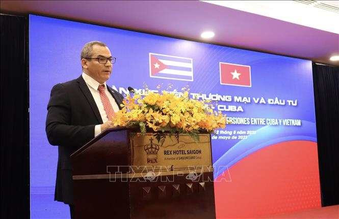 Cuban Vice Minister of Agriculture Maury Hechavarria Bermudez addresses the event (Photo: VNA)