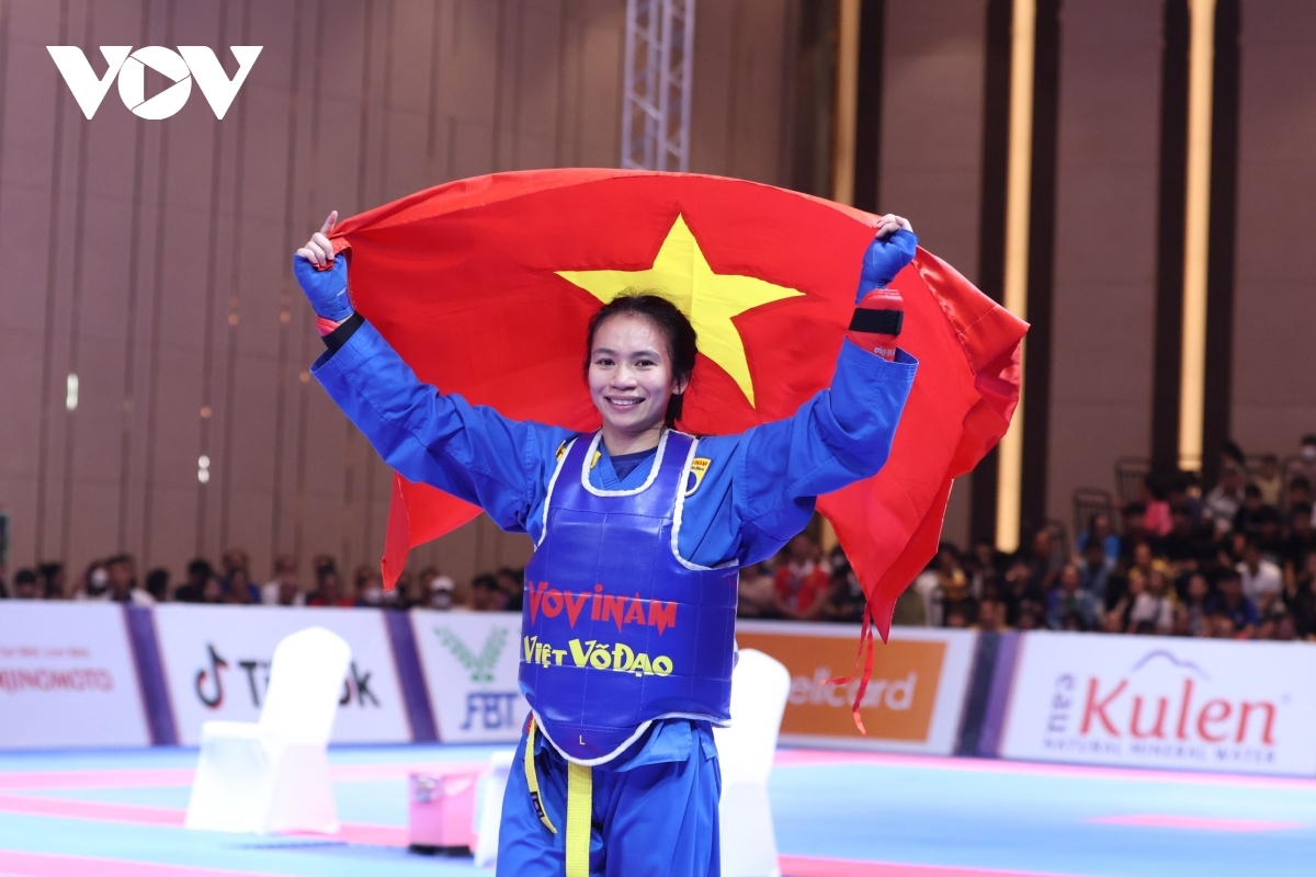 Martial artist Le Thi Hien wins a gold medal in the women's 55kg event in Vovinam