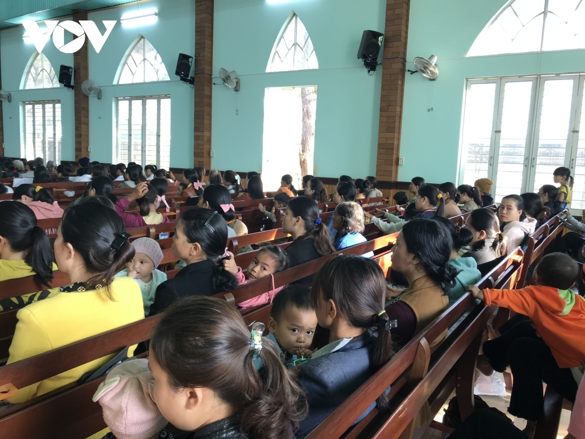 A religious mas at Plei Mo Nu Protestant church in A commune, Pleiku city, Gia Lai province.