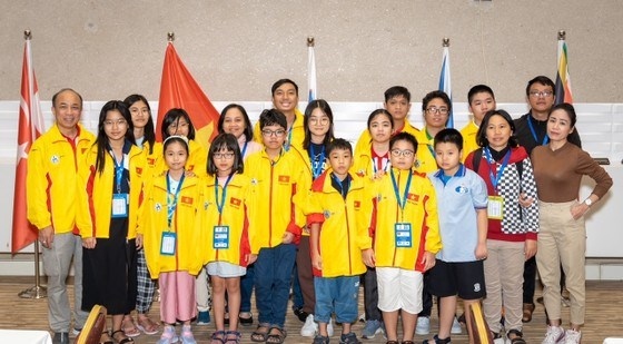 Members of the Vietnamese team taking part at the World Under 8-18 Rapid &amp; Blitz Chess Championships 2023 which wraps up on June 11 in Batumi, Georgia.