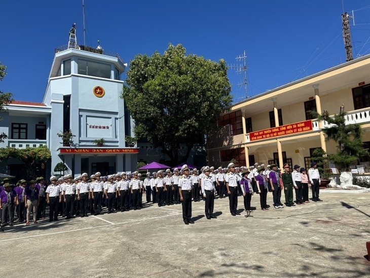 A flag salute ceremony on Song Tu Tay island