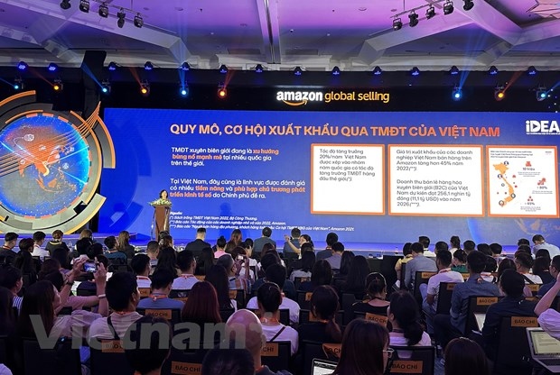 An overview of the Vietnam cross-border e-commerce conference 2023 (Photo: VNA)