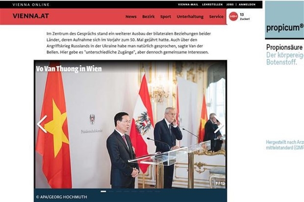 A screenshot of the artcle on the site Vienna.at
