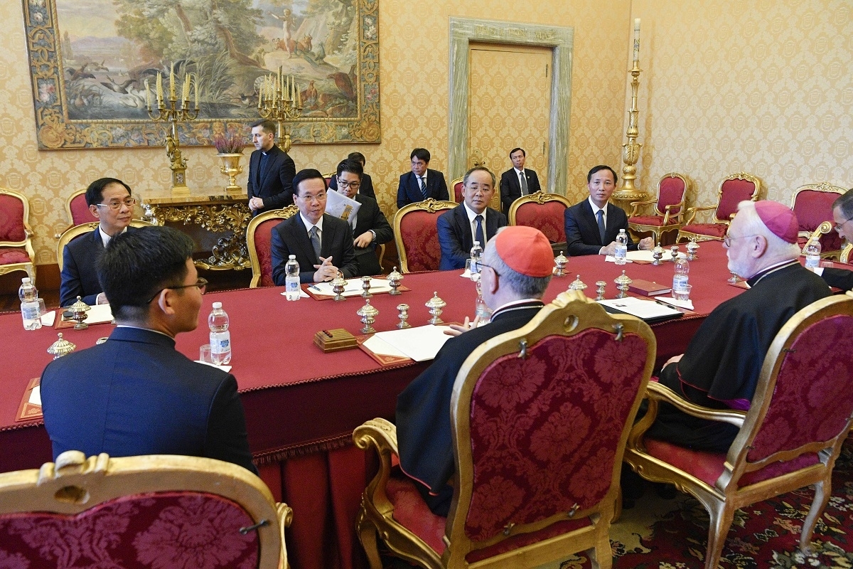 At the meeting between President Vo Van Thuong and Cardinal Pietro Parolin, Secretary of State of the Vatican