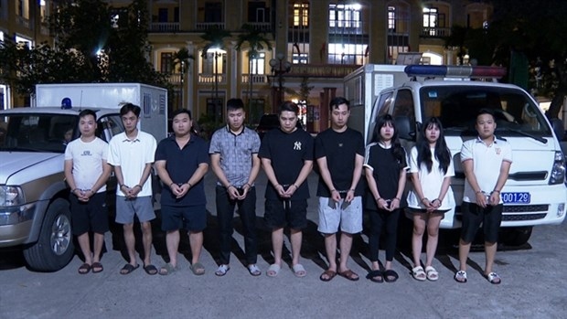 Suspects of an online scam ring in the northern province of Thai Binh arrested on July 13