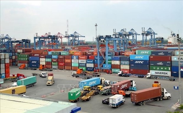 Containers of goods at Saigon Port in Vietnam