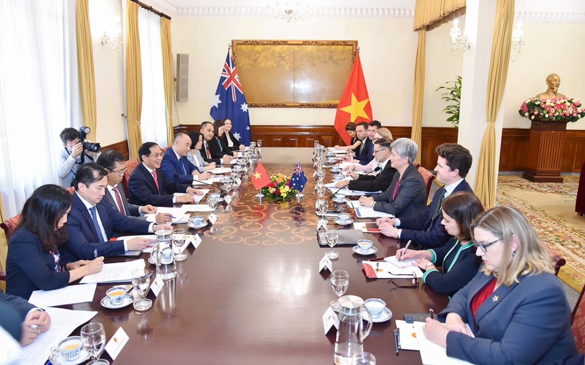 An overview of the fifth Vietnam - Australia Foreign Ministers meeting in Hanoi on August 22. (Photo: baoquocte.vn)