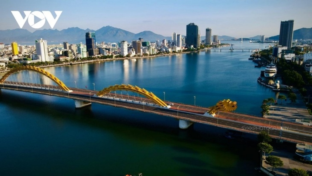 Famous Dragon Bridge in the central city of Da Nang 