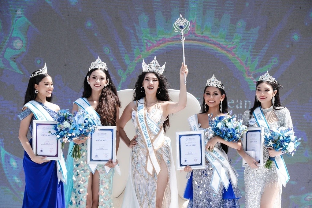 Tran Thi Thu Uyen wins Miss Ocean Vietnam 2023 crown on August 25 in Ba Ria-Vung Tau province. (Photo courtesy of Miss Ocean Vietnam)