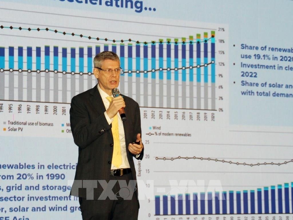 Professor, Dr. Jonathan Pincus, UNDP senior international economist addresses the event (Photo: VNA)