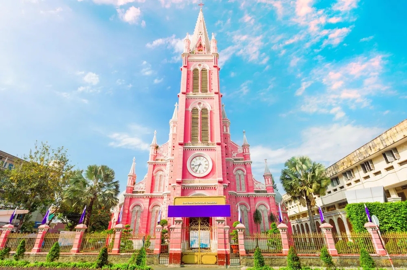 Tan Dinh church in Ho Chi Minh City is among world’s most beautiful pink destinations. (Photo: Shutterstock)