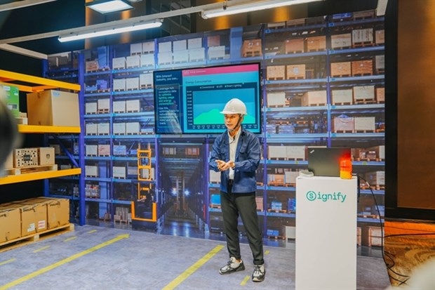 Participants discuss solutions to reach the net zero target at the Signify Innovation Day 2023 themed "Green Switch’’ in HCM City on September 13. (Photo courtesy of Signify Vietnam)