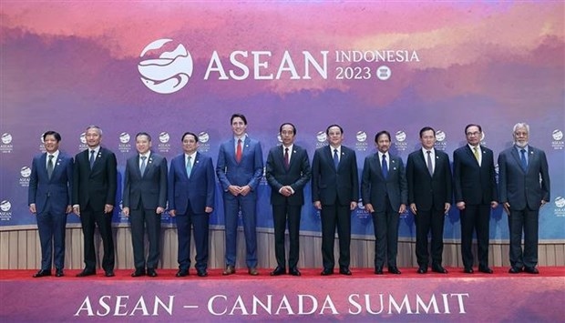 ASEAN and Canadian leaders at the summit in Jakarta on September 6.