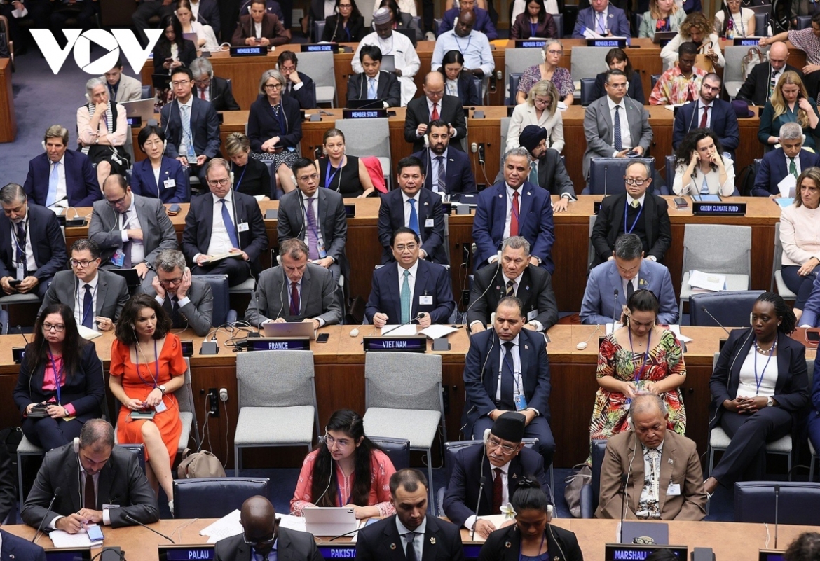 Vietnamese Prime Minister Pham Minh Chinh addresses the climate ambition summit as part of the 78th UN General Assembly in New York