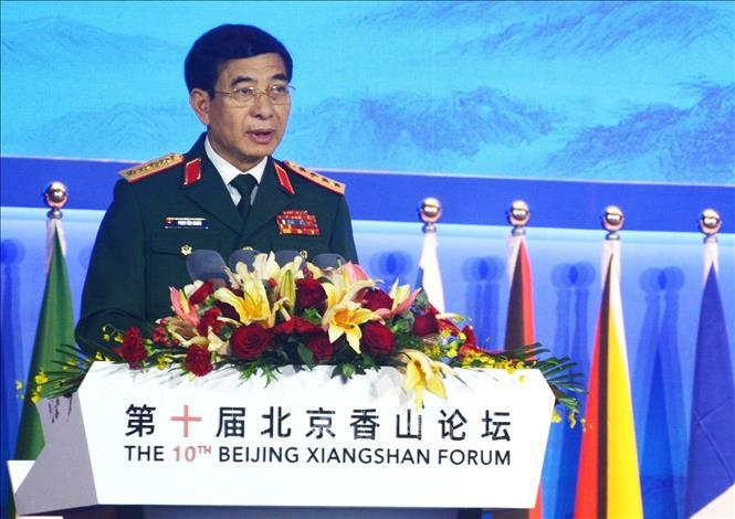 Vietnamese Minister of National Defence Gen. Phan Van Giang speaks at the first plenary session of the 10th Beijing Xiangshan Forum.