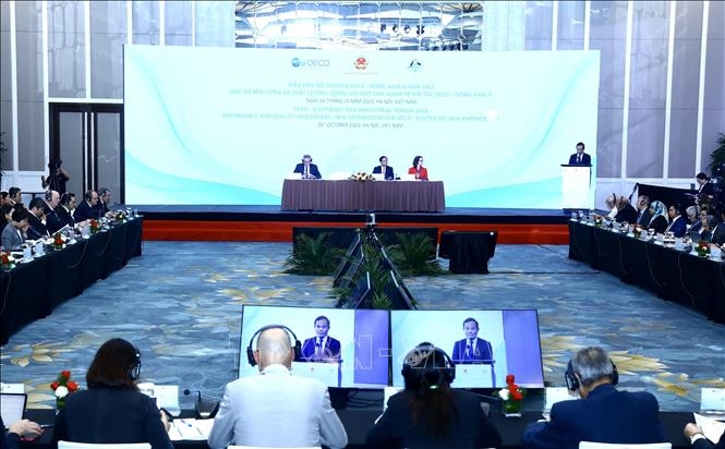 An overview of the OECD – Southeast Asia Ministerial Forum 2023 in Hanoi on October 26. (Photo: VNA)