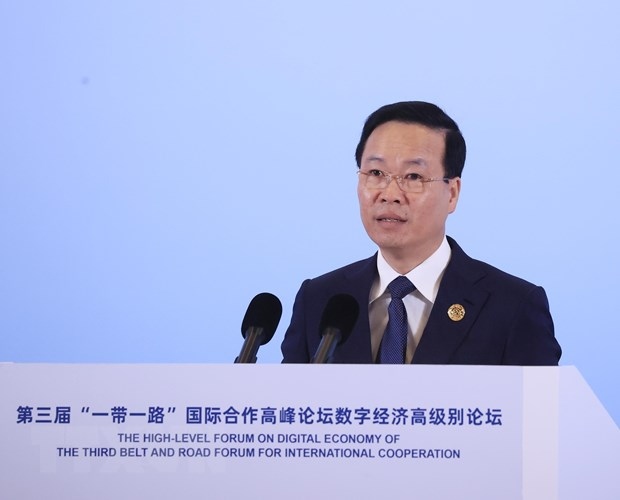 Vietnamese State President Vo Van Thuong addressing the third Belt and Road Forum in Beijing, China, on October 18. (Photo: VNA)