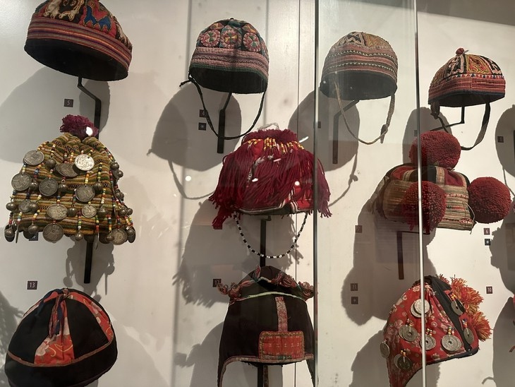 Children’s caps, traditionally made by the grandmother or the mother, the caps have special patterns, silver coins and amulets to protect the child from evil spirits