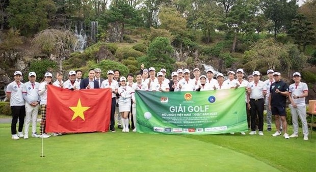 Golfers joins the Vietnam-Japan Friendship Golf Tournament 2023 in Japan’s Fukuoka prefecture.