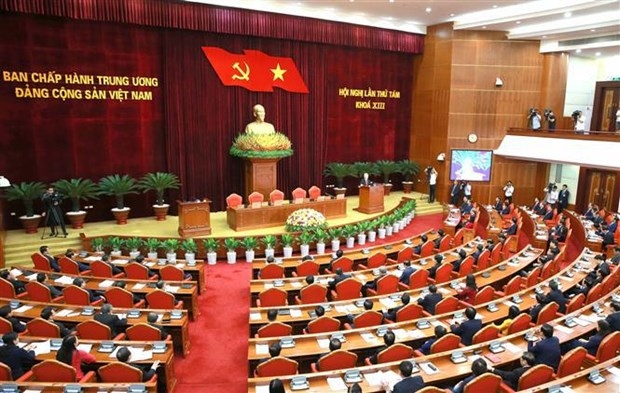 An overview of the closing ceremony of the eighth session of the 13th Party Central Committee (Photo: VNA)