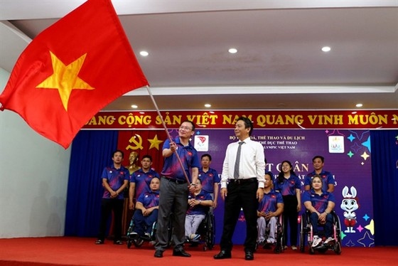 A send-off ceremony for athletes to ASEAN Para Games held in June (Photo courtesy of Vietnam Sports Administration)