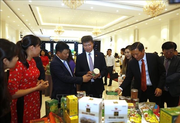 Key agricultural products of Yen Bai province are showed at the investment promotion conference. (Photo: VNA)