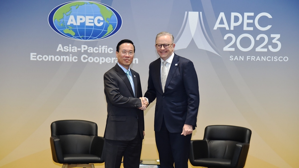 President Vo Van Thuong meets with Australian Prime Minister Anthony Albanese on the sidelines of the APEC 2023 summit in San Francisco